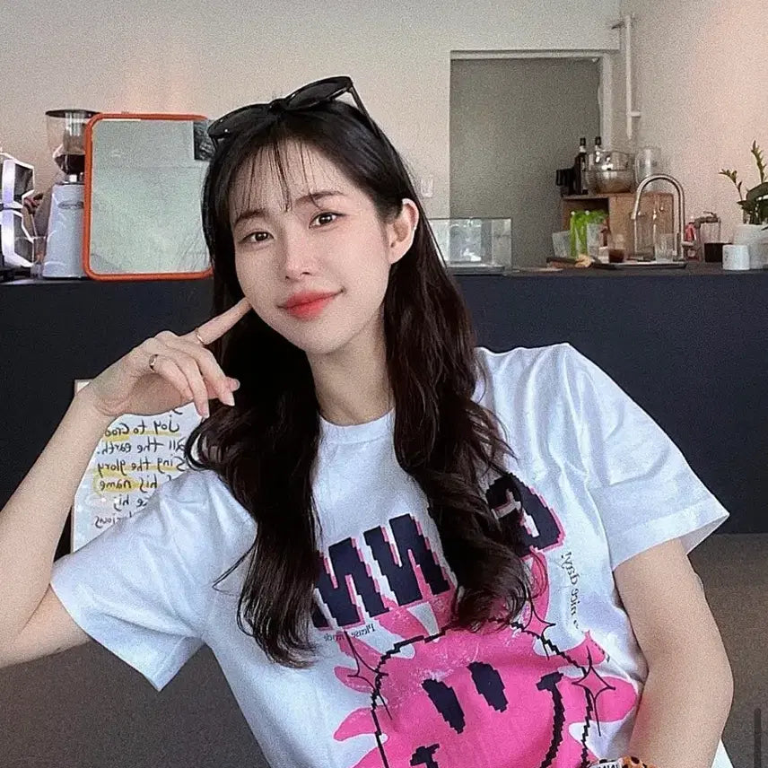 [BUNJANG] GANNI Love Club T-Shirt Bright White Pink / [M] 가니 러브 클럽 티셔츠 브라이트 화이트 핑크