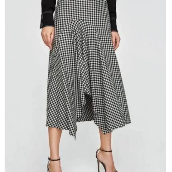 [BUNJANG] ZARA Check Asymmetrical Long Skirt - Size S / ZARA 체크 언발란스 롱 스커트 S