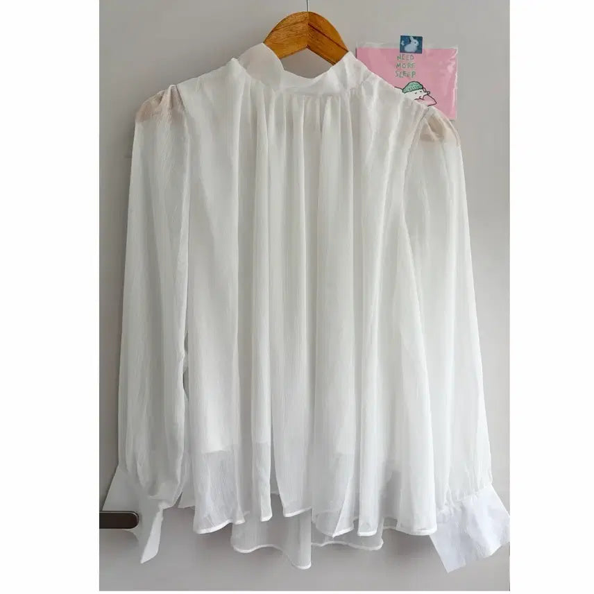 [BUNJANG] White Chiffon Blouse with Belt Set / (새상품) 화이트 쉬폰 블라우스 벨트 세트
