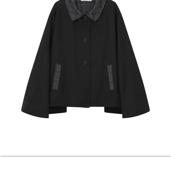 [BUNJANG] Miseki Seoul Check Cape Black Jacket / 미세키서울 체크 케이프 블랙 자켓 망토