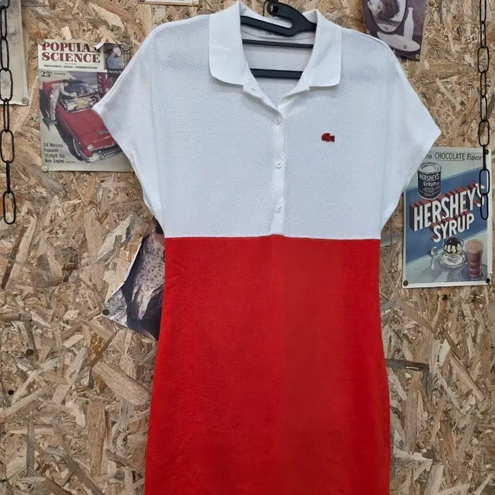[BUNJANG] Lacoste Color Block Polo Dress / 라코스테 화이트/레드 블록 PK 원피스 36