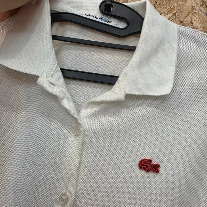 [BUNJANG] Lacoste Color Block Polo Dress / 라코스테 화이트/레드 블록 PK 원피스 36