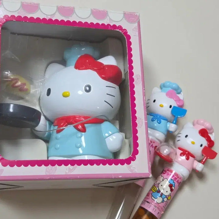 [BUNJANG] Vintage Hello Kitty Omelette Chef Toy Figure Set / 고전키티 오믈렛 요리사 장난감 피규어 세트