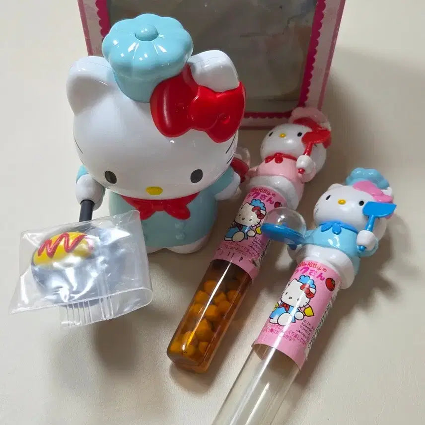 [BUNJANG] Vintage Hello Kitty Omelette Chef Toy Figure Set / 고전키티 오믈렛 요리사 장난감 피규어 세트