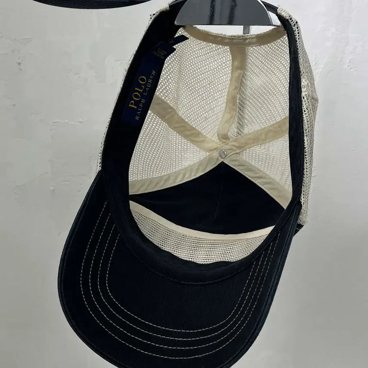 [BUNJANG] Polo Ralph Lauren Bulldog Patch Mesh Trucker Baseball Cap / 폴로 랄프로렌 불독 패치 메쉬 트러커 볼캡 모자