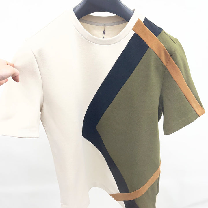 [BUNJANG] System Homme Block Design Short Sleeve T-Shirt / 시스템옴므 블럭  반팔  티셔츠