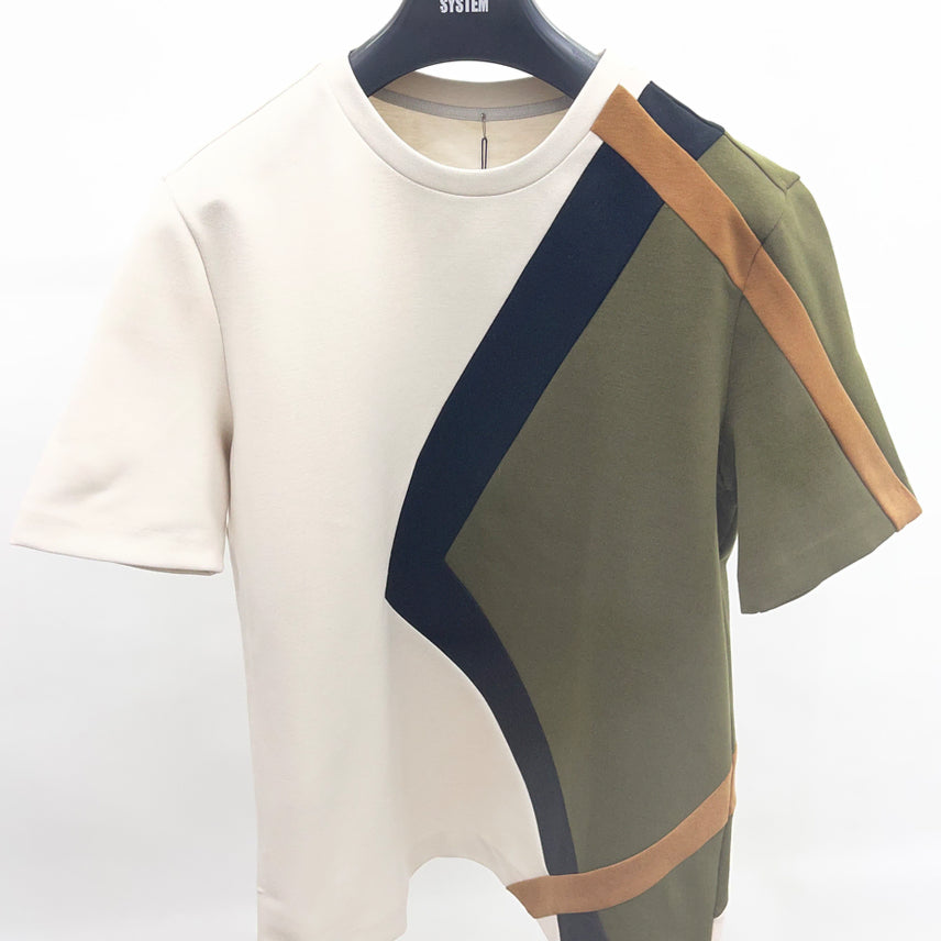 [BUNJANG] System Homme Block Design Short Sleeve T-Shirt / 시스템옴므 블럭  반팔  티셔츠
