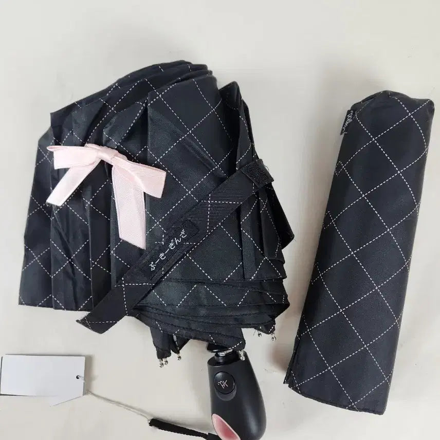 [BUNJANG] Pooky Check Automatic 3-Section Umbrella / 푸키 체크 자동3단우산 새상품