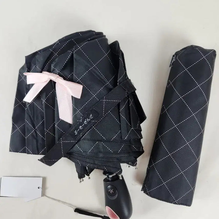[BUNJANG] Pooky Check Automatic 3-Section Umbrella / 푸키 체크 자동3단우산 새상품