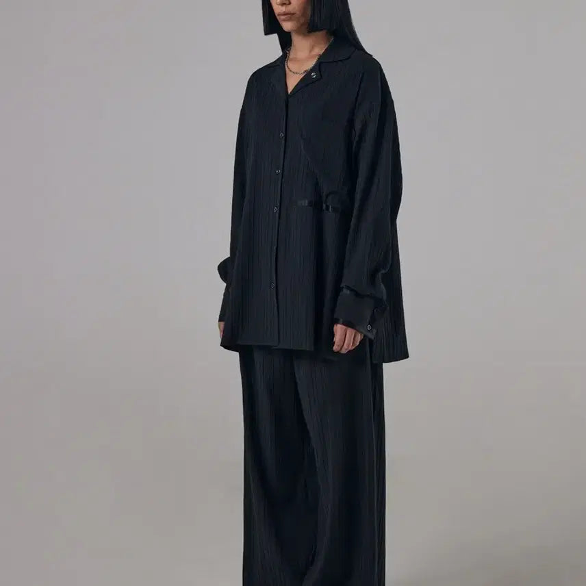 [BUNJANG] Triming Bird Easy Wear Set-up Shirt - Black / 트리밍버드 이지웨어 셋업 셔츠 블랙