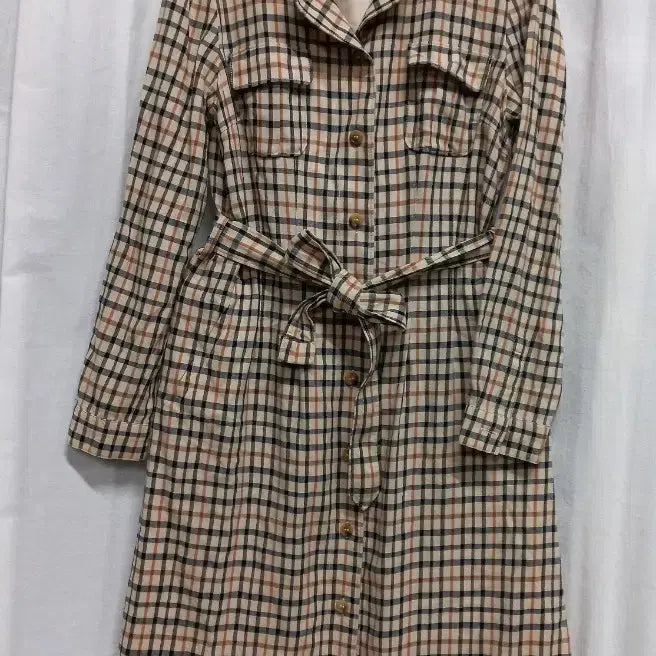 [BUNJANG] DAKS Check Pattern Long Shirt Dress / DAKS 닥스 체크무늬 롱 셔츠 원피스