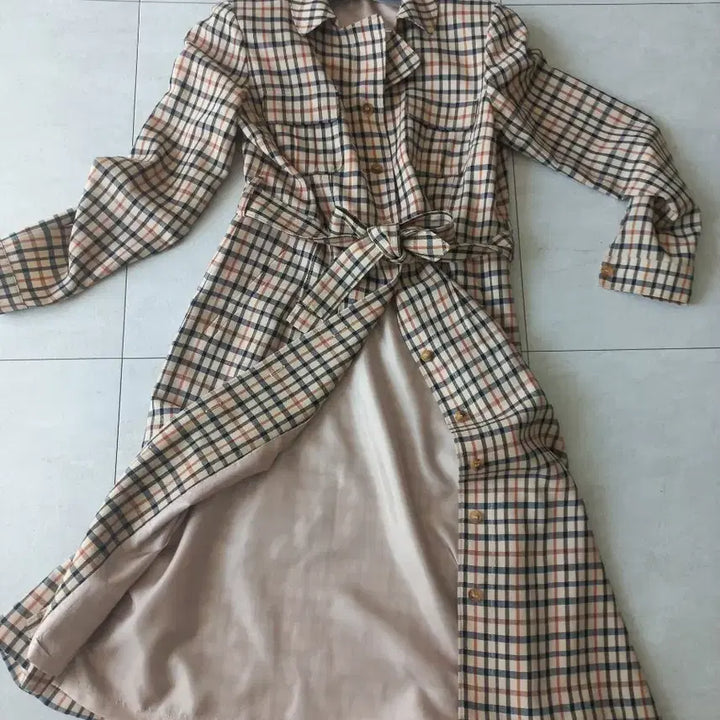 [BUNJANG] DAKS Check Pattern Long Shirt Dress / DAKS 닥스 체크무늬 롱 셔츠 원피스