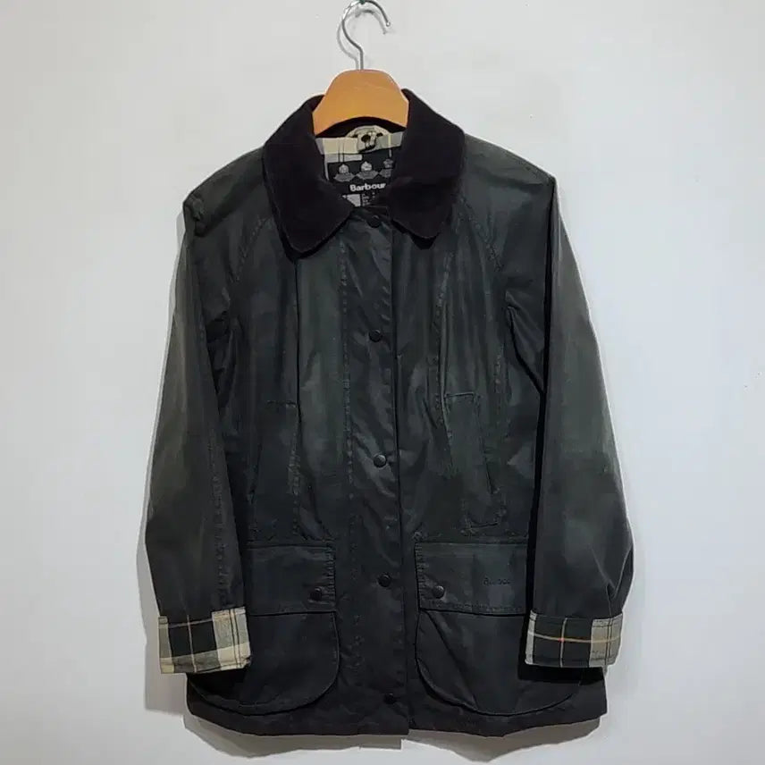 [BUNJANG] Barbour Beadnell Waxed Jacket Sage Corduroy Collar / (M) 바버 비드넬 왁싱자켓 세이지 왁스점퍼 코듀로이 카라넥