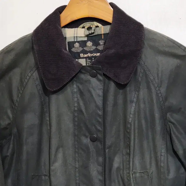 [BUNJANG] Barbour Beadnell Waxed Jacket Sage Corduroy Collar / (M) 바버 비드넬 왁싱자켓 세이지 왁스점퍼 코듀로이 카라넥