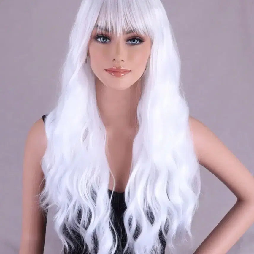 [BUNJANG] White Curly Wave Cosplay Wig / 통가발 화이트 곱슬 웨이브 코스프레