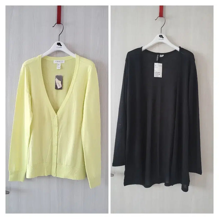 [BUNJANG] Forever21 Lime Cardigan &amp; H&amp;M Black Long Cardigan Set / [새상품]가디건 1+1(라임색+블랙 가디건 2종 몽땅)