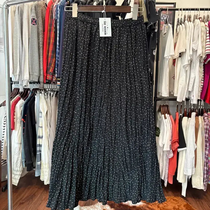[BUNJANG] American Holic Pleats Dots Midi Skirt / 일본빈티지 플리츠 도트 미디스커트