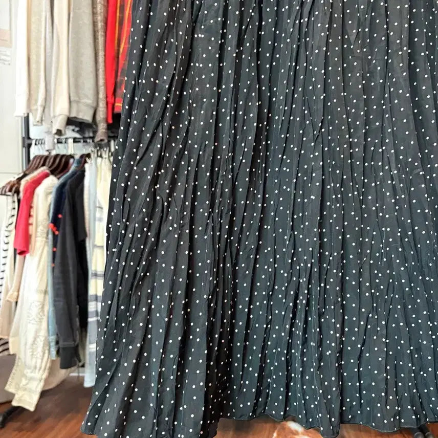[BUNJANG] American Holic Pleats Dots Midi Skirt / 일본빈티지 플리츠 도트 미디스커트