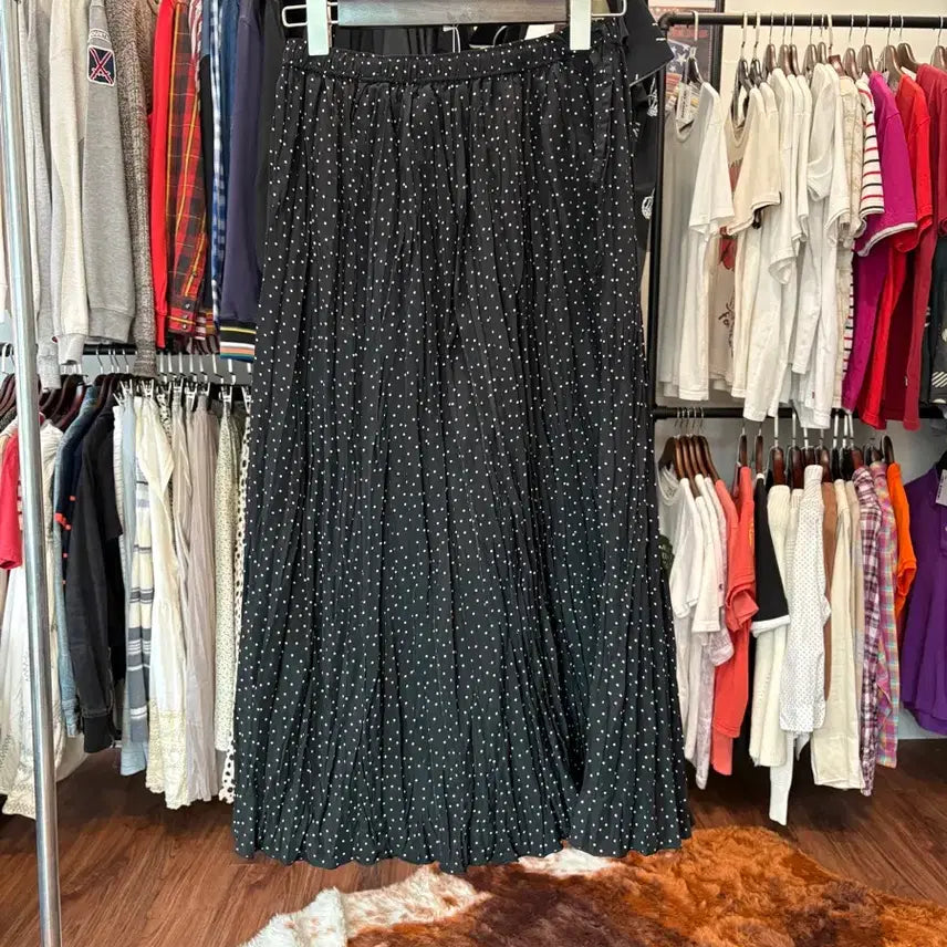 [BUNJANG] American Holic Pleats Dots Midi Skirt / 일본빈티지 플리츠 도트 미디스커트