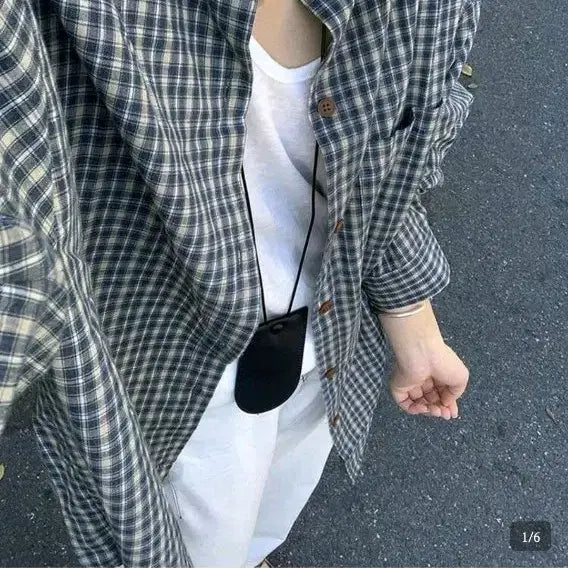 [SOLD OUT] 새상품) 레트로 블루 체크 셔츠 XL