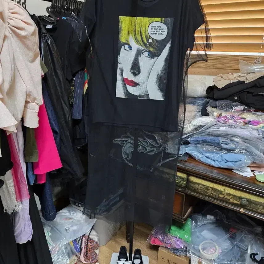[BUNJANG] Wonder Ruby Black Printed Long Dress / Wonder Ruby 블랙 프린팅 롱 원피스