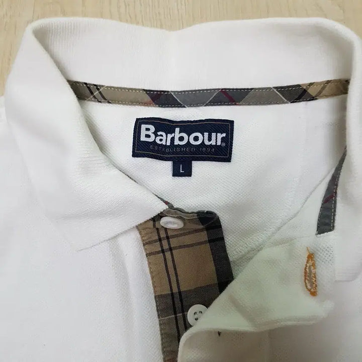 [BUNJANG] Barbour Authentic White Short-Sleeve Polo Shirt L (Fits 95) / [95]정품 바버 반팔 카라티