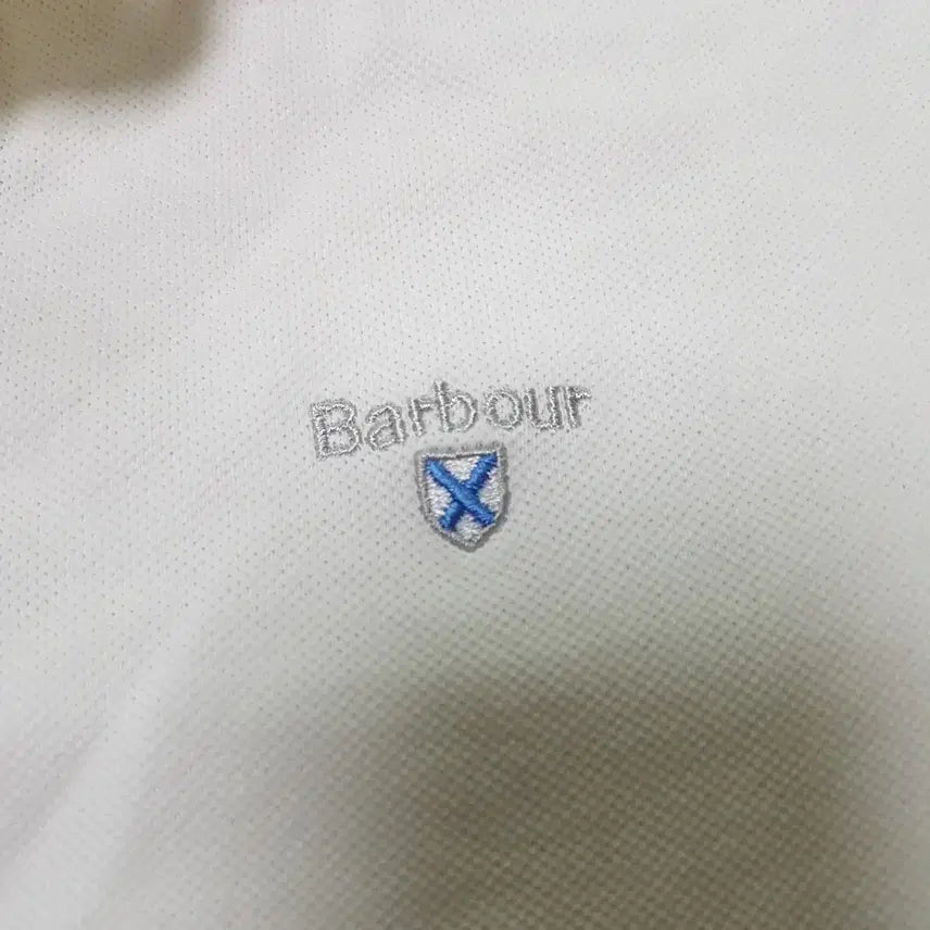 [BUNJANG] Barbour Authentic White Short-Sleeve Polo Shirt L (Fits 95) / [95]정품 바버 반팔 카라티