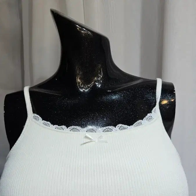 [BUNJANG] Ivory Lace Cami Top / 캡내장 앞뒤 레이스 골지 아이보리 나시