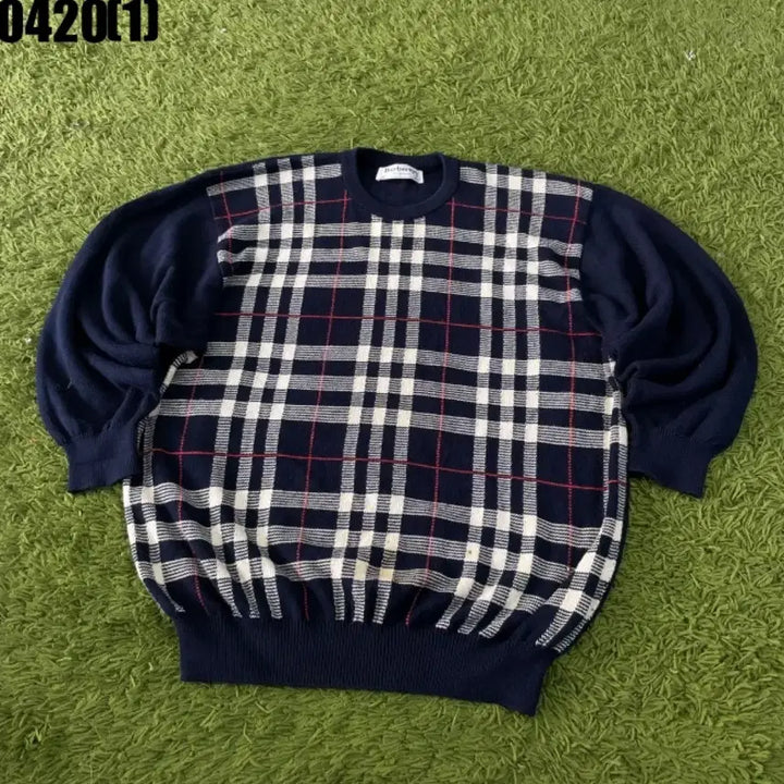 [BUNJANG] Burberry Check Knit Navy / 버버리 체크 니트 Navy 100-105