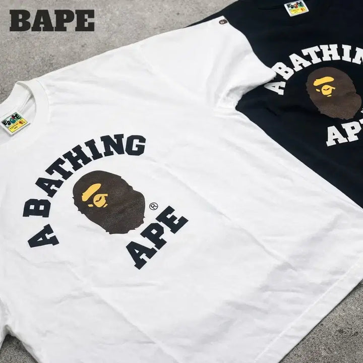 [BUNJANG] 정품 베이프  BAE 컬리지 반팔 화이트&amp; 블랙. 남녀공용 S~2xl / 정품 베이프  BAE 컬리지 반팔 화이트&amp; 블랙. 남녀공용 S~2xl