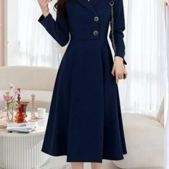[BUNJANG] Navy Long Dress Suit Style / 네이비 롱 원피스 정장 스타일