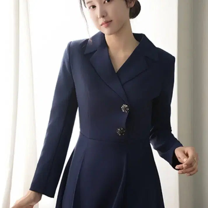 [BUNJANG] Navy Long Dress Suit Style / 네이비 롱 원피스 정장 스타일