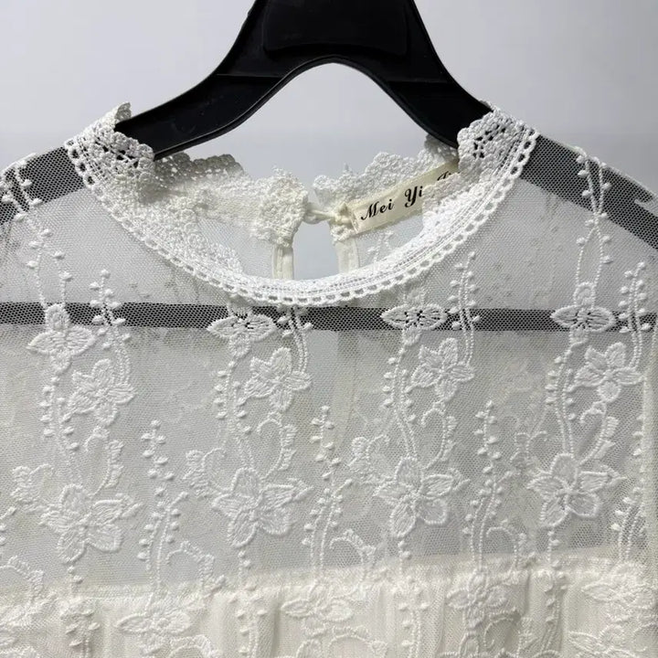 [BUNJANG] Bose Pleated Floral Lace Mini Dress / 플리츠 레이스 원피스