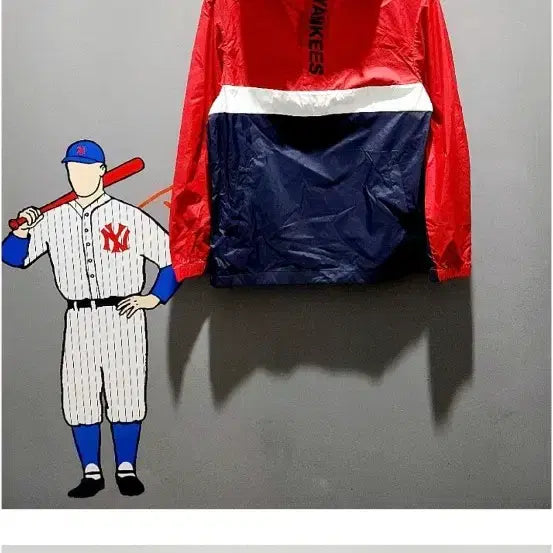 [BUNJANG] MLB New York Yankees Anorak Windbreaker Hoodie Jacket / 엠엘비 양키즈 아노락  바람막이 후드 자켓 블랙/그레이