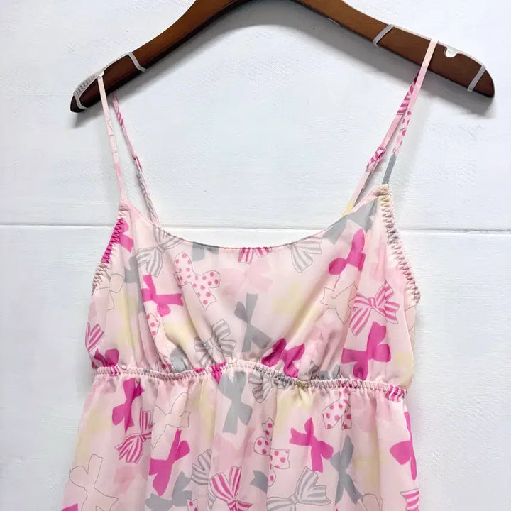[BUNJANG] Triumph Pink Ribbon Lace Sleeveless Top / Triumph 핑크 리본 레이스 슬리브리스 나시 M JPN