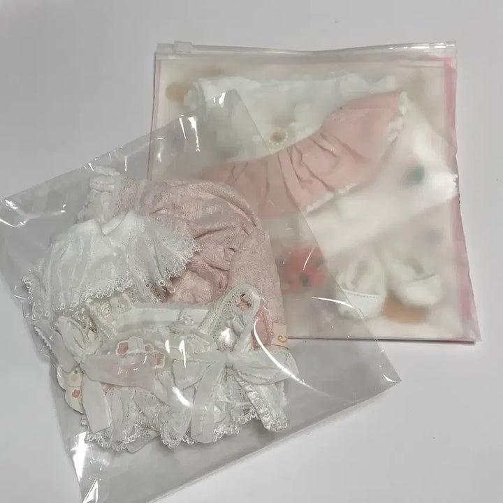 [BUNJANG] 20cm Doll Outfit Pink Lace Set / 새상품 20cm 솜의상 핑크 레이스