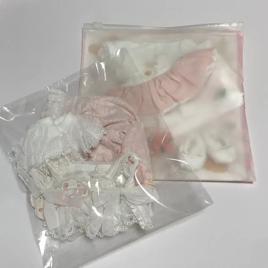 [BUNJANG] 20cm Doll Outfit Pink Lace Set / 새상품 20cm 솜의상 핑크 레이스