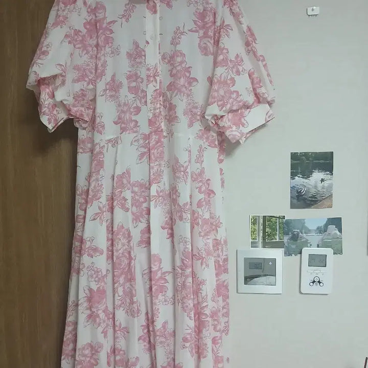 [BUNJANG] Linen Pink Flower Long Dress / 새상품 린넨 핑크플라워롱원피스