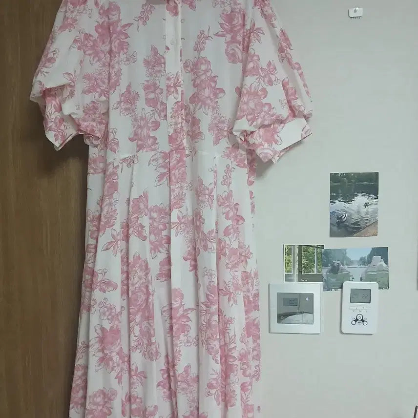 [BUNJANG] Linen Pink Flower Long Dress / 새상품 린넨 핑크플라워롱원피스