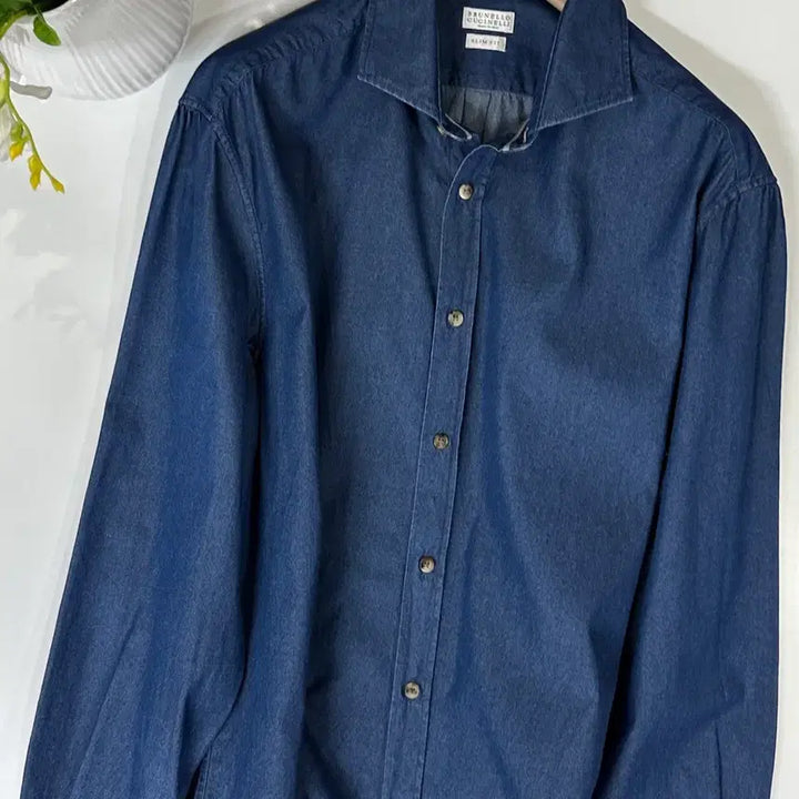 [BUNJANG] Brunello Cucinelli Denim Shirt Navy Blue Slim Fit / 브루넬로 쿠치넬리 데님 셔츠 네이비 블루 슬림핏