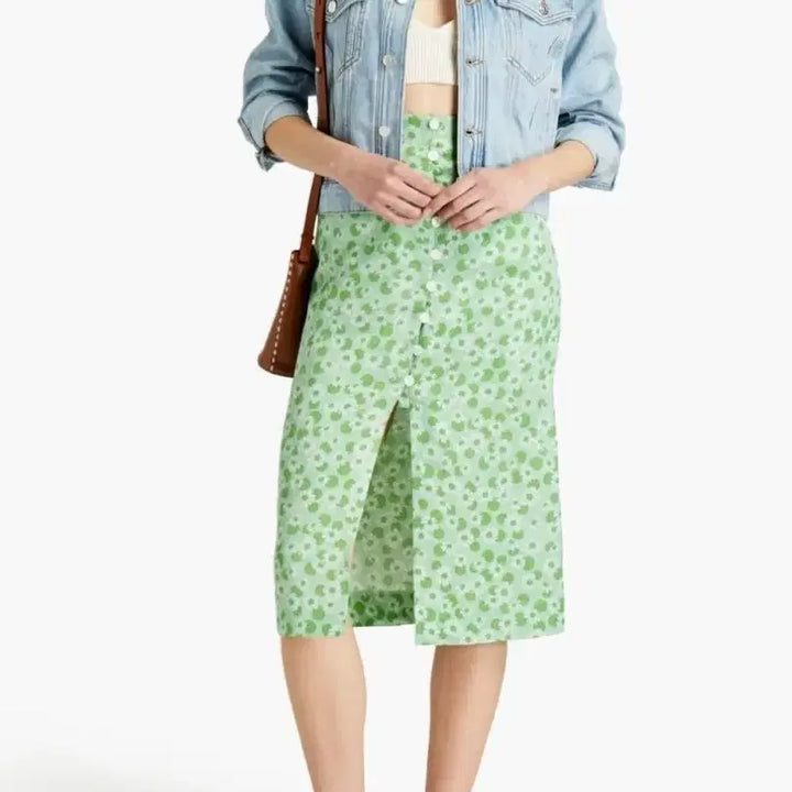 [BUNJANG] Sandro Floral Linen Silk Midi Skirt / SANDRO 산드로 플로럴 린넨 실크 스커트 1
