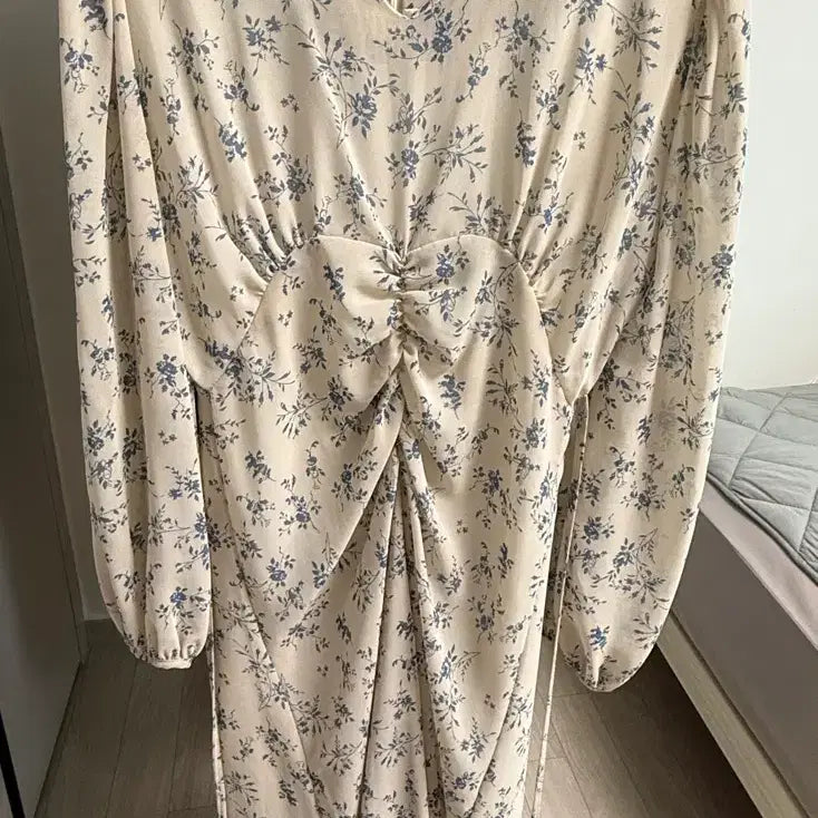 [BUNJANG] Flower Chiffon Shirring Dress / 플라워 쉬폰 셔링 원피스
