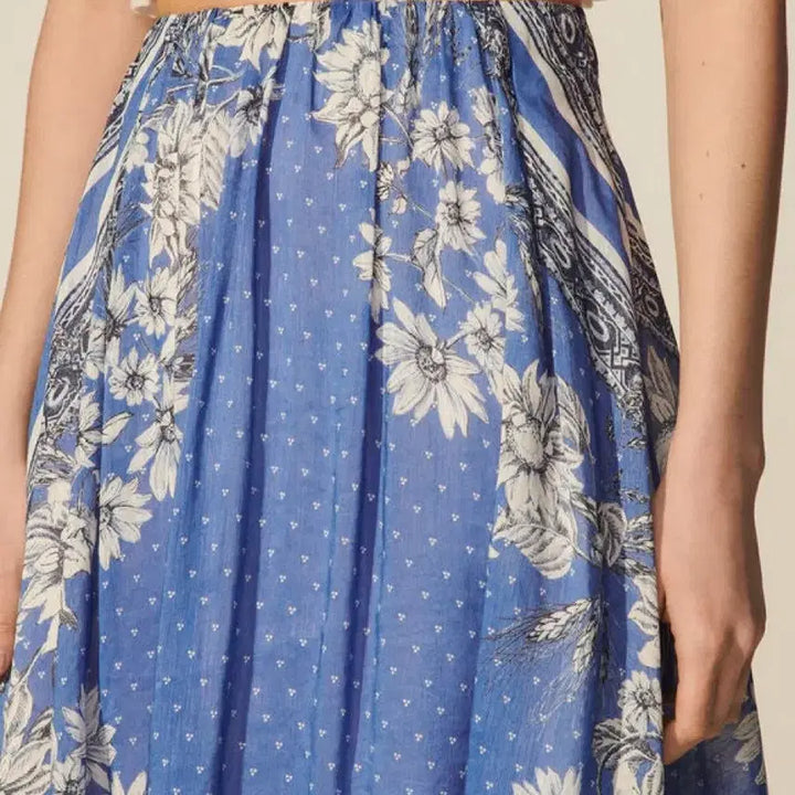 [BUNJANG] Sandro Flare Long Skirt Blue Floral / SANDRO 산드로 플레어 롱 스커트 1