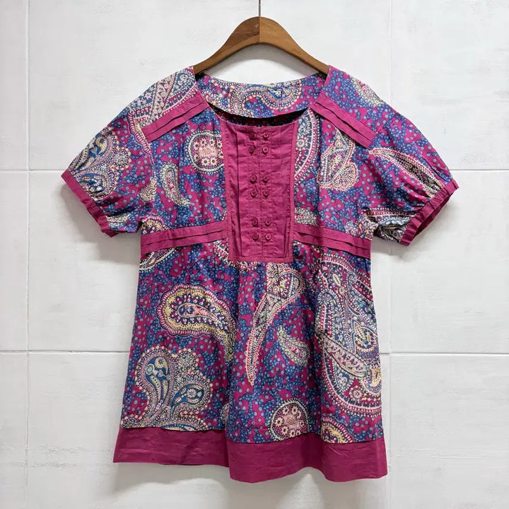 [BUNJANG] JPN Ethnic Paisley Cotton Blouse / 에스닉 페이즐리 코튼 패턴 블라우스 JPN