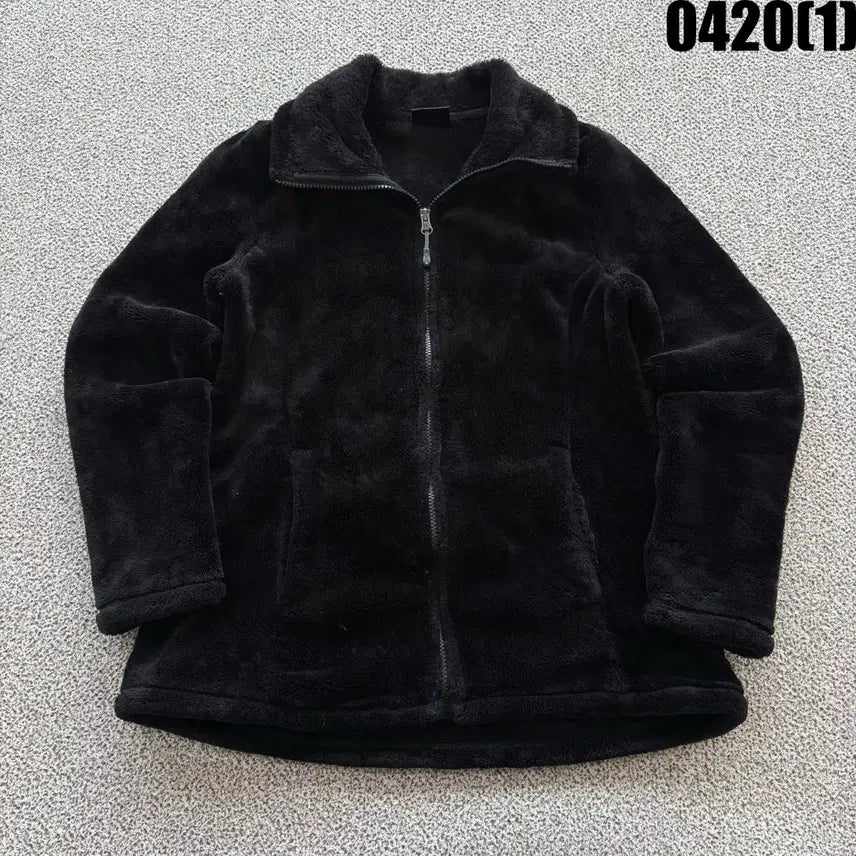 [BUNJANG] HEAT Black Fleece Zip-Up Jacket (S) / HEAT 검정색 털 후리스 집업 S