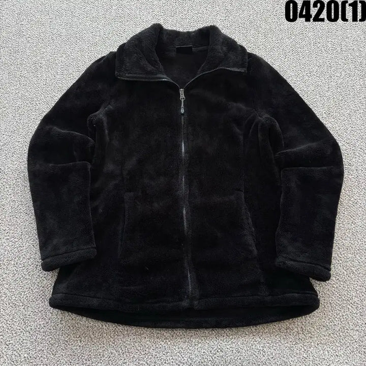 [BUNJANG] HEAT Black Fleece Zip-Up Jacket (S) / HEAT 검정색 털 후리스 집업 S