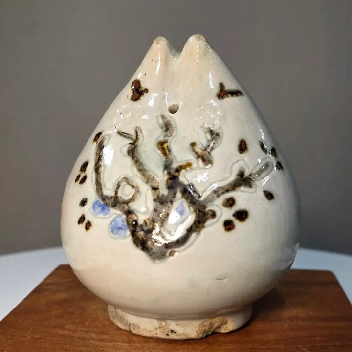 [BUNJANG] White Porcelain Blue and Iron Glazed Peach Branch Water Dropper / 백자청화철화도수문도형연적