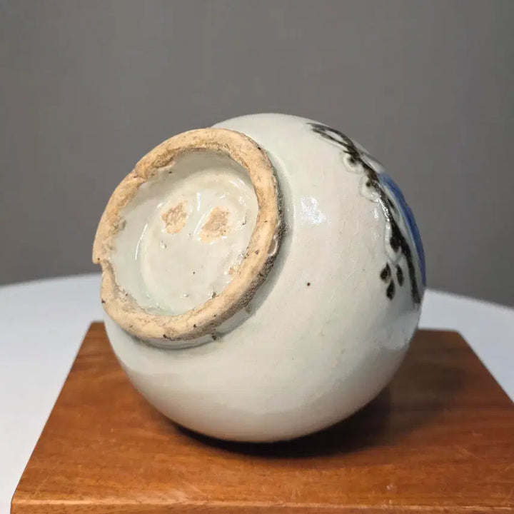 [BUNJANG] White Porcelain Blue and Iron Glazed Peach Branch Water Dropper / 백자청화철화도수문도형연적