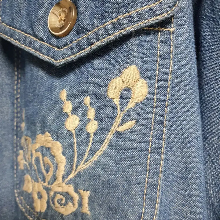 [BUNJANG] Thursday Island Floral Embroidered Denim Jacket / Thursday Island 플라워 자수 데님 자켓s