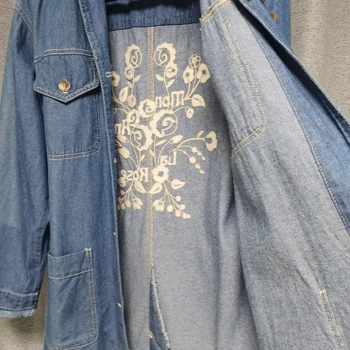 [BUNJANG] Thursday Island Floral Embroidered Denim Jacket / Thursday Island 플라워 자수 데님 자켓s